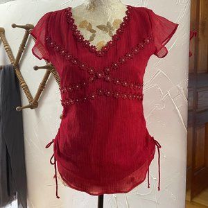 Red Voile Blouse